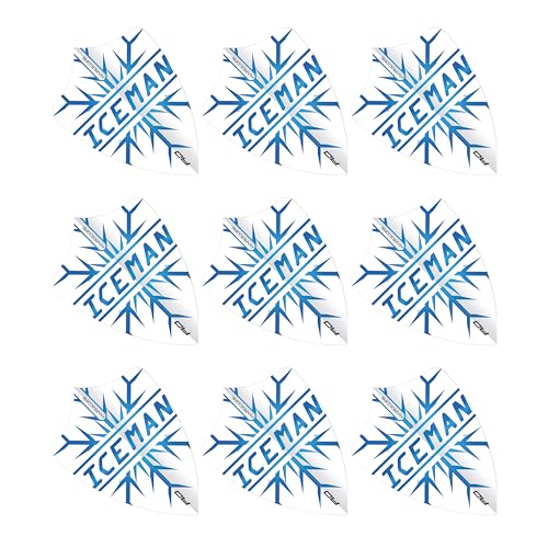 RED DRAGON Hardcore Freestyle Dart Flights - Extra Thick 100 Micron Replacement Flights for Fast, Stable Throwing Performance - 9 Flights (3 Sets) Designs - color: White and Blue