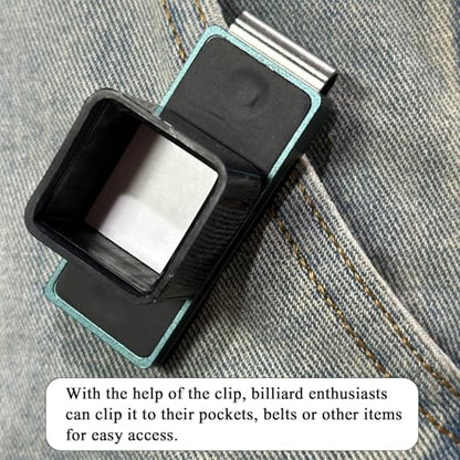 LAKE OF FIRE Chalk Holder Pool Billiards, Pool Cue Chalk Holder with Magnetic Belt Clip Snooker Billiard Accessories - color: Green, style: Square