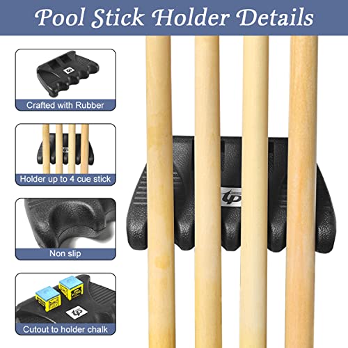 4 Cue Pool Stick Holders for Table, Portable Pool Cue Stick Holder Billiard Cue Rack with Chalk Holder,Mini Size Pool Cue Holder Claw, Non-Slip Pool Cues Stick Holder - style: 4 Holes
