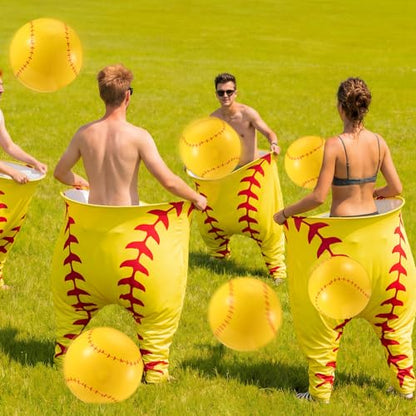 Shappy Granny Pants Yard Game, 2 Pcs 31.5 x 39.5 Inches Big Softball Granny Pants with 8 8 Inch Bouncy Balls 2 Pump Giant Softball Outdoor Game for Family Reunion Team Building Picnic Field Day - style: Softball