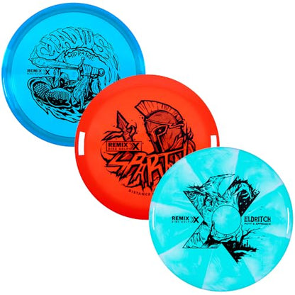 Remix Double Chain Blue Disc Golf Basket with Starter Backpack and 3 Disc Set