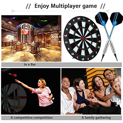 Darts Plastic Tip Set - 18g 21g Colorful Rainbow Soft Tip Darts 50 Anti-Loose O-Rings 6 Shaft (Aluminum/Nylon 45mm) 6 Durable Flights Extra 50 Soft Tips Electronic Dartboard - color: Blue-DARTB