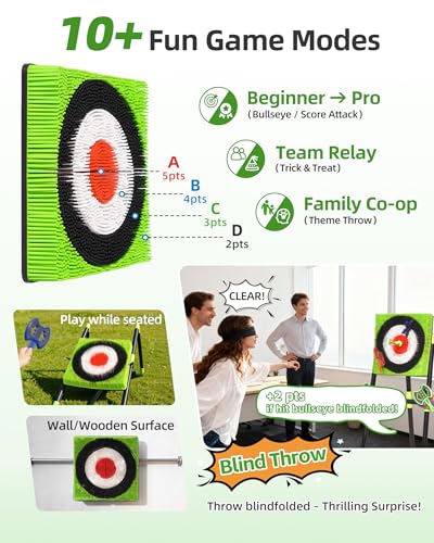 Axe Throwing Game for Backyard with Bristle Target & 12 Throwing Axes Set, Indoor & Outdoor Games for Adults, Kids & Family, Yard Games Toys, Axe Throwing Target,Dart Board,Carnival Games(Green)