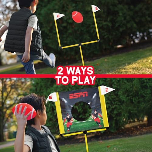 ESPN My First Touchdown Football Game for Kids Aged 3-5, Includes Mini Football, Field Goal Post, Passing Target, Receiver Gloves, and Play Mat