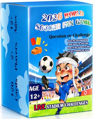 2026 World Soccer Cup Watch Party Games – 120 Challenges & Questions Interactive Card Game for Live Match Soccer Parties, Truth or Dare Cards for Family & Friends Games, 2+ Player