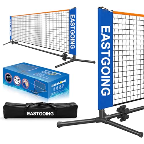 Eastgoing 10 ft Mini Portable Soccer Tennis Net | Pickleball Net System with Carrying Bag for Driveway Backyard. Easy Assemble Beach Tennis Net | Tennis Practice for Indoor and Outdoor