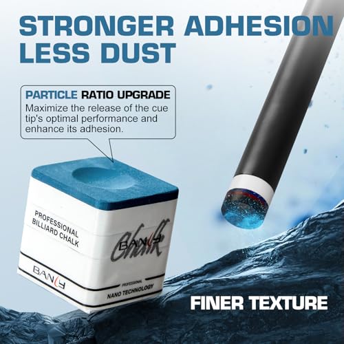 Banly Pool Cue Chalk, Nano Technology Billiard Chalk for Professional Tournament Standard, Low Dust, Super Dense, Suitable for Snooker/Pool/8-Ball - color: Blue-1pc