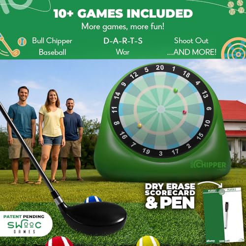 Swooc Games® - Bull Chipper™ | Giant Golf Darts with 10+ Golf Games | Backyard Game with Air Pump | Yard Game for Adults | Giant Outdoor Fun for Adults and Family | Outside Activity - Golf Chipper - size: XL - 8ft