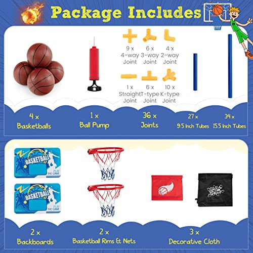 Giantex Arcade Basketball Hoop for Kids - Indoor Outdoor 2 Player Dual Shot Basketball Arcade Game with 4 Balls and Ball Pump, Great Gift for Boys and Girls Ages 3+