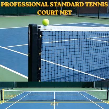 Professional Tennis Net 42ft x 3.5ft – 3.0mm Twisted PE, 4.5cm Mesh, UV/Waterproof, 6mm Steel Cable – Complete Kit with Poles & Ropes for Court, Backyard or Driveway