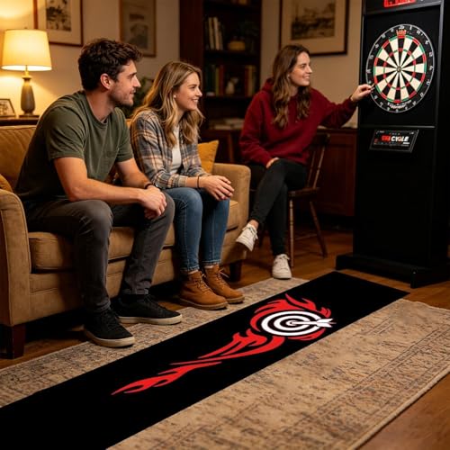 Dart Mat | Non-Slip with Throw Line Portable - Darts Distance Mat - for Game Room Recreation Center Office Break Room Basement Garage Dormitory - size: D