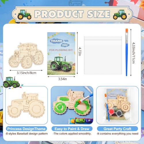 Saypacck 24 Pcs Party Favors Wooden Painting Craft Kits Birthday Party Supplies with Organza Bag for Goodie Bags Fillers Adult Thank You Gifts (Tractor Farm) - style: Tractor Farm