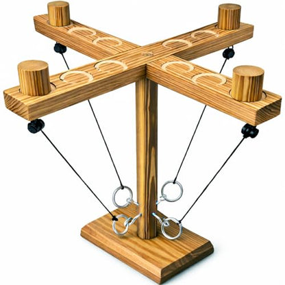 Ring Toss Game for Adults, Wooden Hook and Ring Game, Tabletop & Yard Games for Indoor Outdoor Social Play, Party Games for Family and Friends, Gift Idea - size: Medium(12in*12in*13in)
