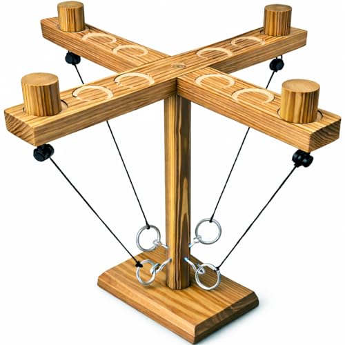 Ring Toss Game for Adults, Wooden Hook and Ring Game, Tabletop & Yard Games for Indoor Outdoor Social Play, Party Games for Family and Friends, Gift Idea - size: Medium(12in*12in*13in)