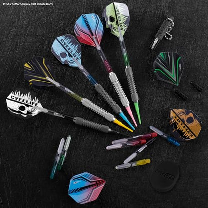 CyeeLife 180 Piece Darts Custom Fit Pack Set, Includes Flights, Shafts, Rubber O-Rings, Flight Protecter and Accessories - color: Gradient Shafts