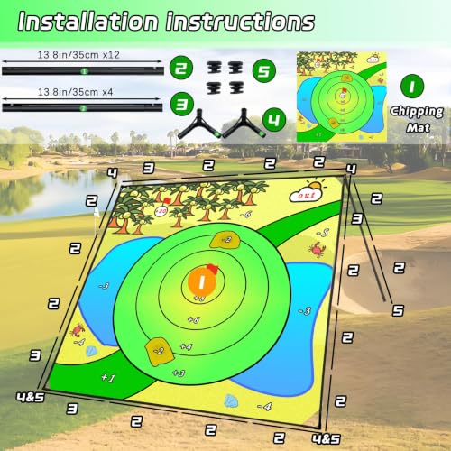 Golf Chipping Outdoor Game Set,Portable Battle Chipping Mat,Indoor Outdoor Sticky Golf for Adults and Junior Golfer Training Practise,Friends Family Yard Target Game