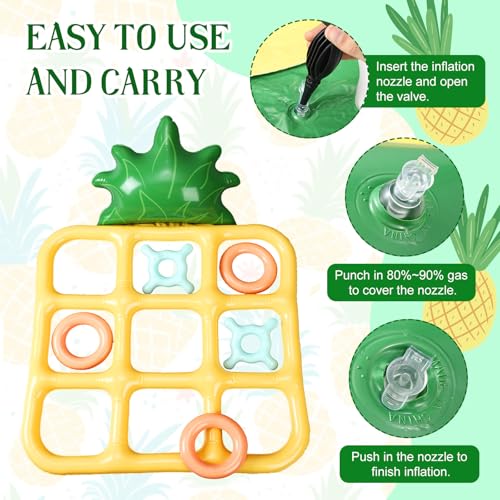 Soulchen Inflatable Tic Tac Toe and Toss Game Outdoor Inflatable Pool Game 22 Inch Pineapple Tic Tac Toe Set Fun Swimming Pool and Backyard Activity for Adults Family Play Carnival Party