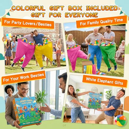 Granny Pants Yard Game for Adults and Kids, Big Pants Ball Catch Game with 2 Giant Pants, Balls, Pumps & Storage Bag, Outdoor Tossing Games for Birthday Party, Backyard Party, Family Reunion - size: Large for Adults-4PCS