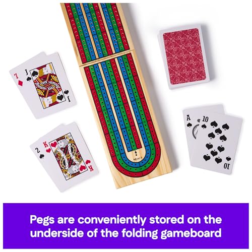 Spin Master Games, Cardinal Classics, Solid Wood Cribbage, Folding Board & Playing Cards, Cribbage for Beginners & Experts, for Adults & Kids, 2 Players, for Ages 8 & Up - style: Mancala