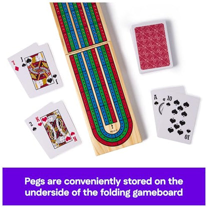 Spin Master Games, Cardinal Classics, Solid Wood Cribbage, Folding Board & Playing Cards, Cribbage for Beginners & Experts, for Adults & Kids, 2 Players, for Ages 8 & Up - style: Mancala