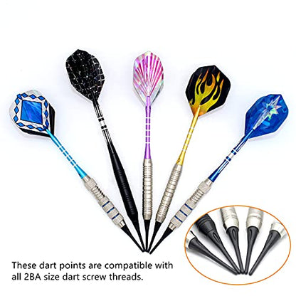 2BA Thread Plastic Tip Dart Points 500 Pack Soft Dart Tips Replacement Plastic Dart Tips with Case Dart Accessories Black