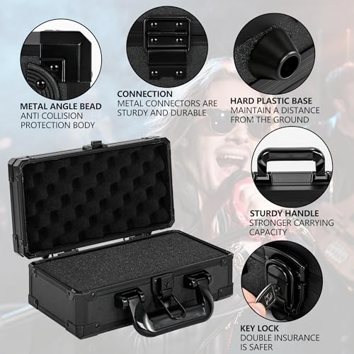 11 Inch Carrying Case With Customizable Pre-Diced Foam, Aluminum Case, Aluminum Alloy Sturdy Build, Storage Case for Microphone, Equipment, Camera, Tools, Recorder, etc - size: 11.1x5.9x5.5 Inch