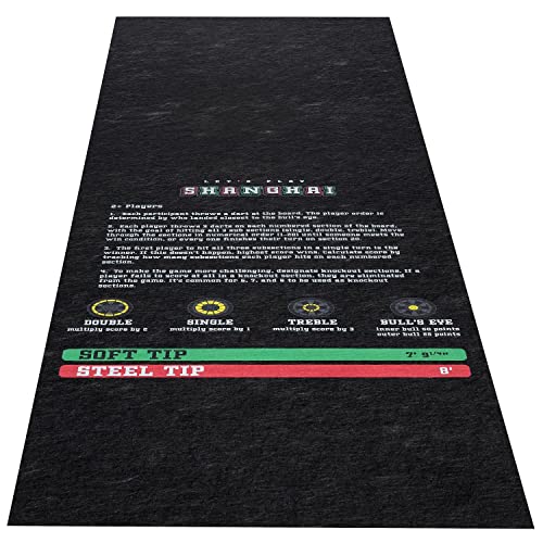PIG Home Solutions Self-Sticking Dart Mat – Dart Game - Black – 3’ x 10’ - style: Dart Game (Shanghai)