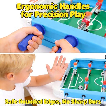2 Pack Tabletop Foosball Games Set, 10 in x 7.17 in Portable Compact Reusable Soccer Tables Desk for Family, Game Night, Travel, Party, Office Break