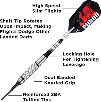 Viper Pitbull 90% Tungsten Soft Tip Dart Set, 18 Grams - style: Medium Knurling (18 Grams)