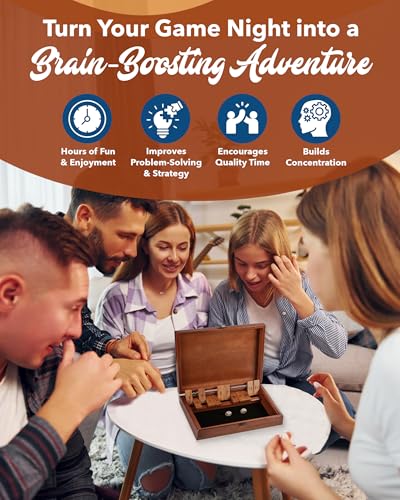 WE Games Shut-the-Box Board Game in Wooden Box with Dice - color: Brown