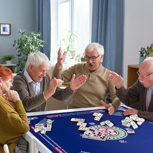 Mahjong Mat 32.4” x 32.4”, 3mm Thick Non-Slip Rubber Back Mahjong Table Mat, Noise Reduction Waterproof Mahjong Game Mat for Table, Mahjong Tile Mat for Cards, Dominoes & Board Games - color: Blue