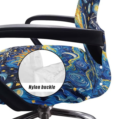 Moon Design Office Chair Covers, Removable Anti-Dust Spandex Computer Office Chair Cover Stretch Soft Fit Universal Desk Rotating Chair Slipcovers for Dogs Cats Pets - color: Moon Design 3, size: Large
