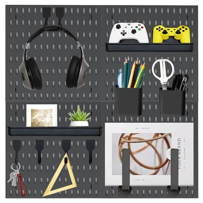 Revamp Your Space With A Versatile Pegboard Kit - Effortlessly Organize Home, Office, And Gaming Setup With Customizable Hanging Solutions (black)