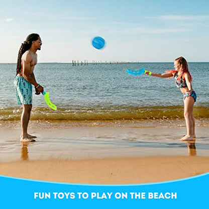 Scoop and Toss Set - Outdoor Toys for Kids with 2 Scoop Rackets and 2 Balls, Beach Lawn Yard Scoop Ball Game for Kids and Adults,Backyard Outside Toss and Catch Game - color: 2 Bule 2 Green