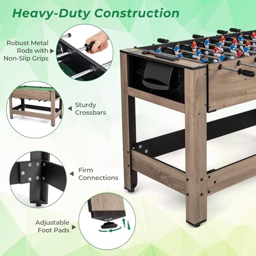 GYMAX 2-in-1 Swivel Multi Game Table, Foosball & Billiard Combo Game Table with Complete Accessories, Premiun Material, Space-Saving for Family Nights Home Office Game Room