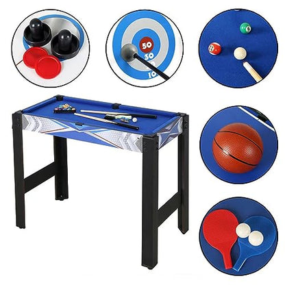 5-in-1 Multi Game Combination Table Set Table Tennis Table, Pool Table, Archery, Slide Hockey, Basketball Shooting for Family Parent-Child Interactive Game Table for Kids