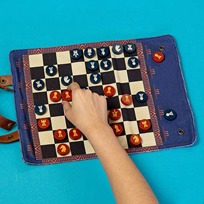 Chronicle Books Pendleton Chess & Checkers Set: Travel-Ready Roll-Up Game (Camping Games, Gift for Outdoor Enthusiasts)