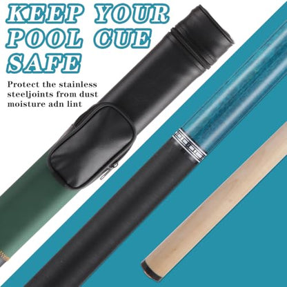 Canadian Maple Pool Cue Stick Set, 58 inch 18oz 19oz 20oz 21oz Billiard House Bar Pool Stick, 12.5mm Tip Billiard Cue for Beginner, Commercial and Home Entertainment - color: 12.5mm Green with case