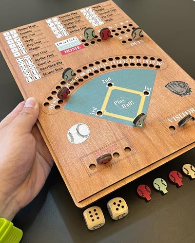 CBLKUS Baseball Dice Board Game,Fun Board Game with Dice,Wooden Baseball Games for Family,Party and Holiday Gatherings,Baseball Board Game Premium Version