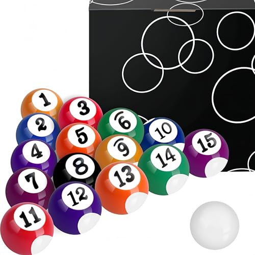 16PCS mini Billiard Balls Set, 25mm (0.98 inches), Suitable for mini Pool Tables, Suitable for Tabletop Gaming, Travel, and Home Entertainment - size: 1.25inch
