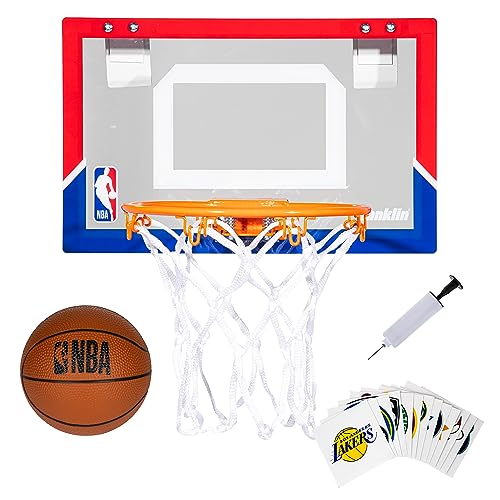 Franklin Sports NBA Over the Door Mini Basketball Hoop - Kids Custom NBA Team Indoor Mini Hoop with All 30 Team Stickers - Fan Shop Basket for Bedroom + Office
