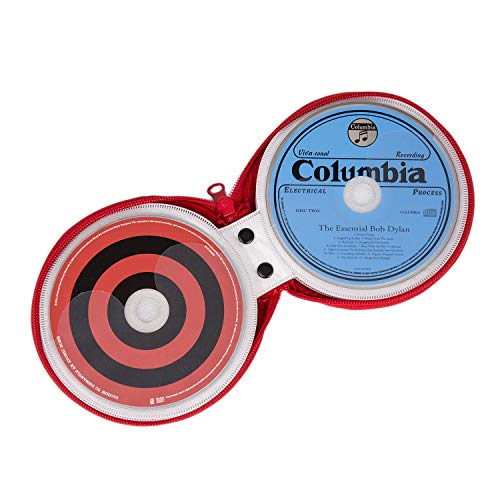 ELEZAY Small CD Case Round Felt 20 Capacity CDs Storage Wallet DVD Disc Holder Compact,Red - color: C-Red
