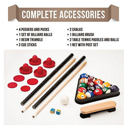 Fat Cat Original 3-in-1 7 Foot Pockey Multi Game Table, Air Hockey Table, Pool Table, and Table Tennis Combo with Accessories - color: Tan