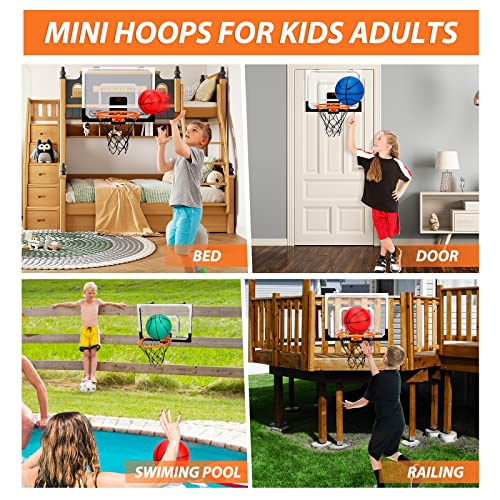 Larger Indoor Basketball Hoop with 9" Large Dunk Rim for Kids and Adults, Over The Door Basketball Hoop for Bedroom with 3 Rubber Small 6" Basketball Sport Toy Gifts - style: Socreboard