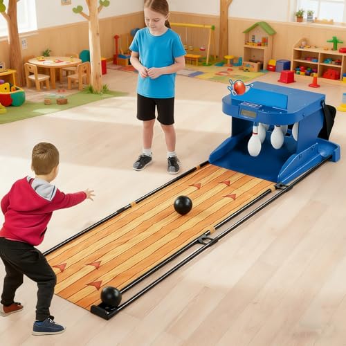 Indoor Electronic Bowling Alley Game with Automatic Ball Reset, Portable Home Arcade with LED Scoreboard for Family Fun, Features Realistic Sound and Light Effects - color: 2m/6ft