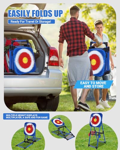 Axe Throwing Bristle Target with 16 Throwing Axes Set, Foldable Axe Throwing Game for Backyard, Outdoor Games, Yard Game, Carnival Games