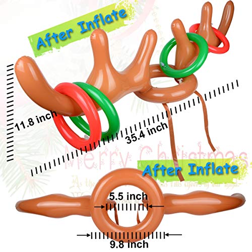 2 Set Inflatable Reindeer Antlers Ring Toss Game, Christmas Games for Family Party Great for Adults and Kids - style: 2 PACK