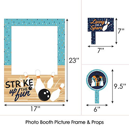 Big Dot of Happiness Strike Up The Fun - Bowling - Birthday Party or Baby Shower Selfie Photo Booth Picture Frame and Props - Printed on Sturdy Material