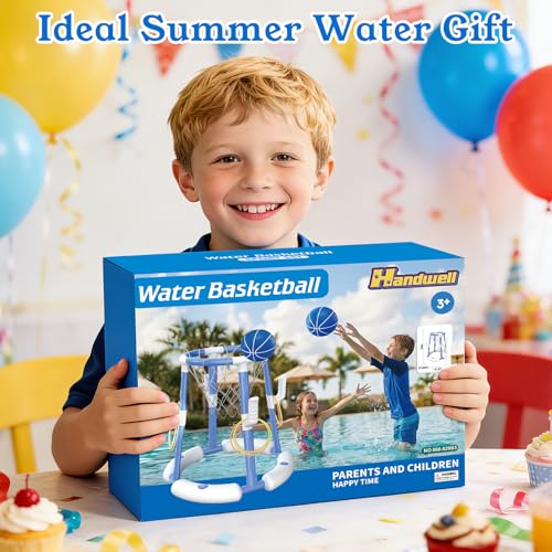 Pool Basketball Hoop&Ring Toss Game 2-in-1 Floating Pool Toy with 4 Balls 8 Rings&Pump,Outdoor Swimming Basketball Party Games Water Play Toy Anti-Tip Stable Base Summer Gift for Kid 4-8 8-12& Adult - size: without backboard
