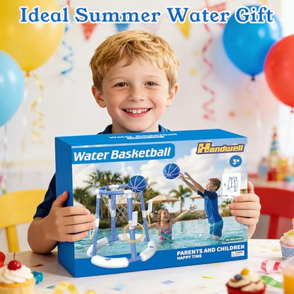 Pool Basketball Hoop&Ring Toss Game 2-in-1 Floating Pool Toy with 4 Balls 8 Rings&Pump,Outdoor Swimming Basketball Party Games Water Play Toy Anti-Tip Stable Base Summer Gift for Kid 4-8 8-12& Adult - size: without backboard